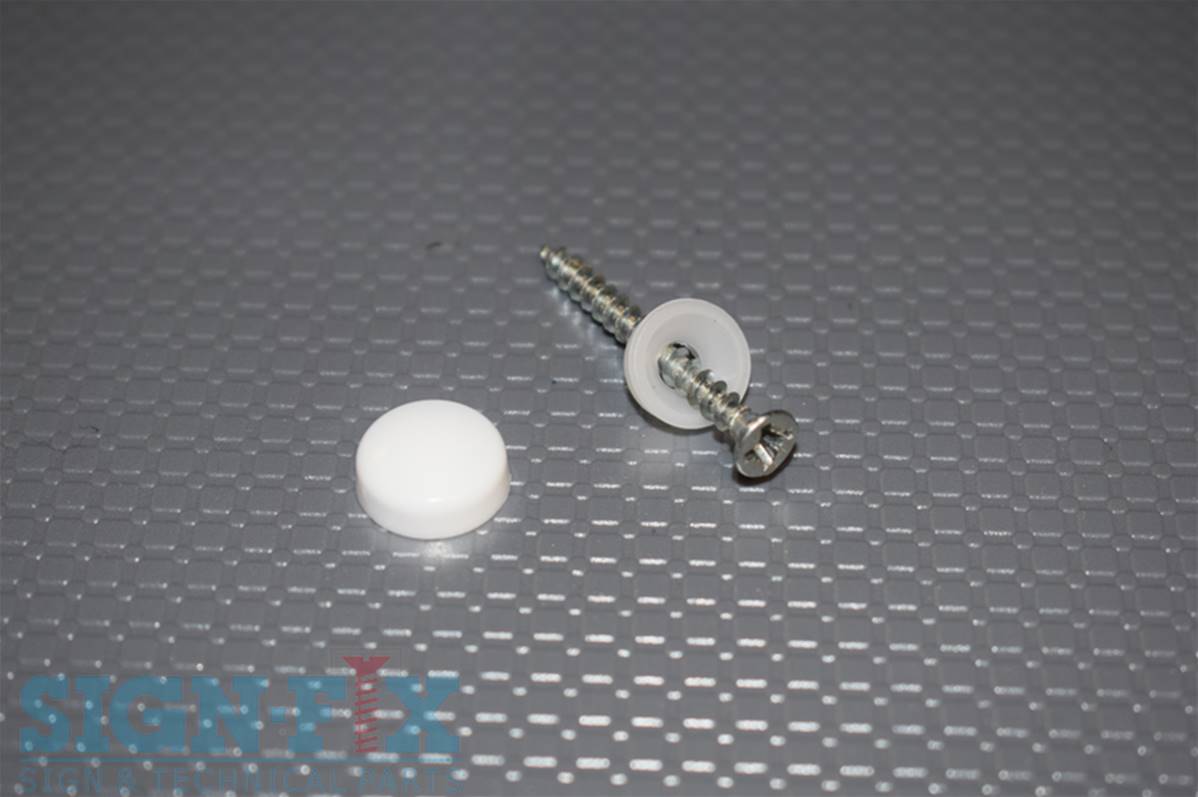 Cache-vis plastique pour vis montage châssis tête cylindrique type FFSZ,  empreinte torx, coloris blanc, boîte de 100